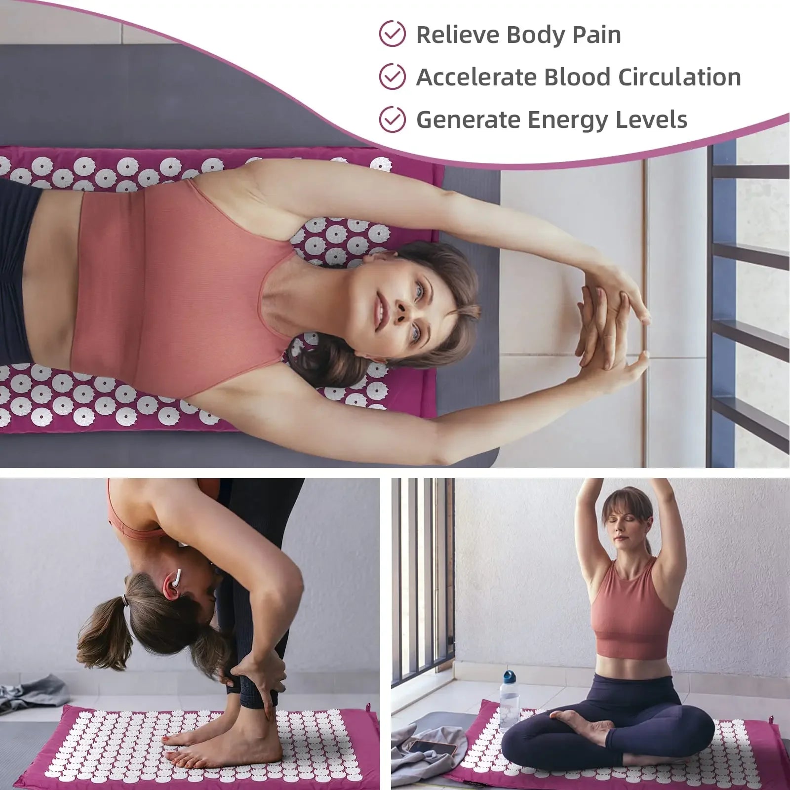 Non-Slip Massager Cushion acupressure Massage Yoga Mat