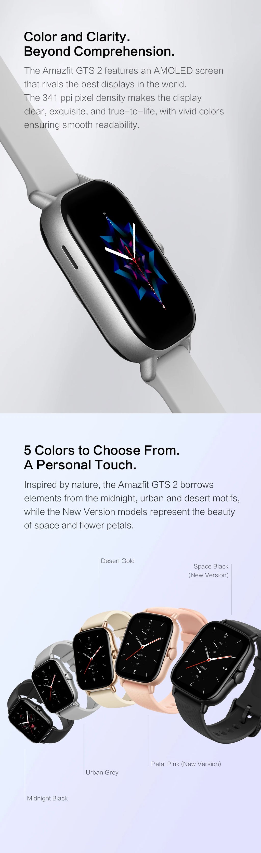 Amazfit GTS 2 Smartwatch 5ATM Waterproof All-round Health and Fitness Tracking