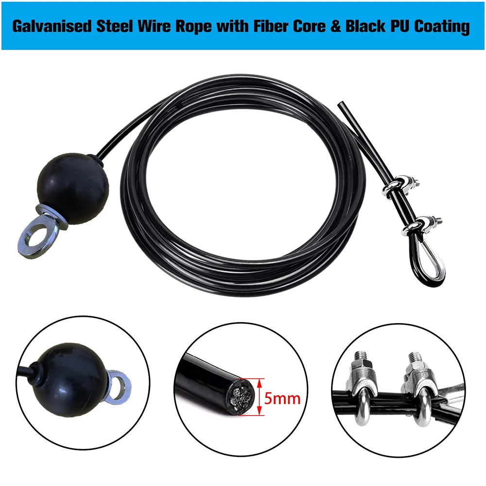 2.5M 3M 4M Fitness Pulley Replacement Cable Thick 5mm Heavy Duty Steel Wire Rope