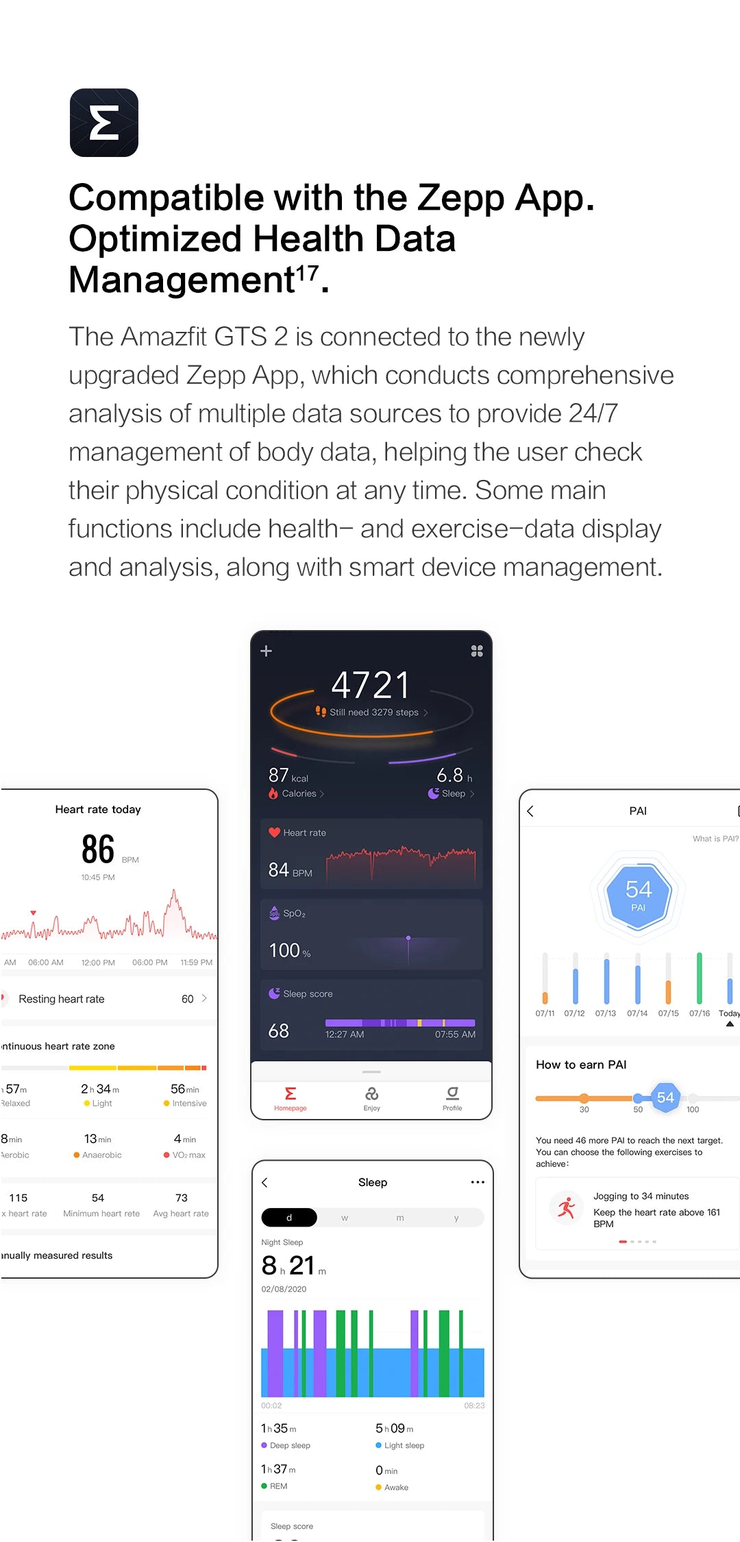 Amazfit GTS 2 Smartwatch 5ATM Waterproof All-round Health and Fitness Tracking