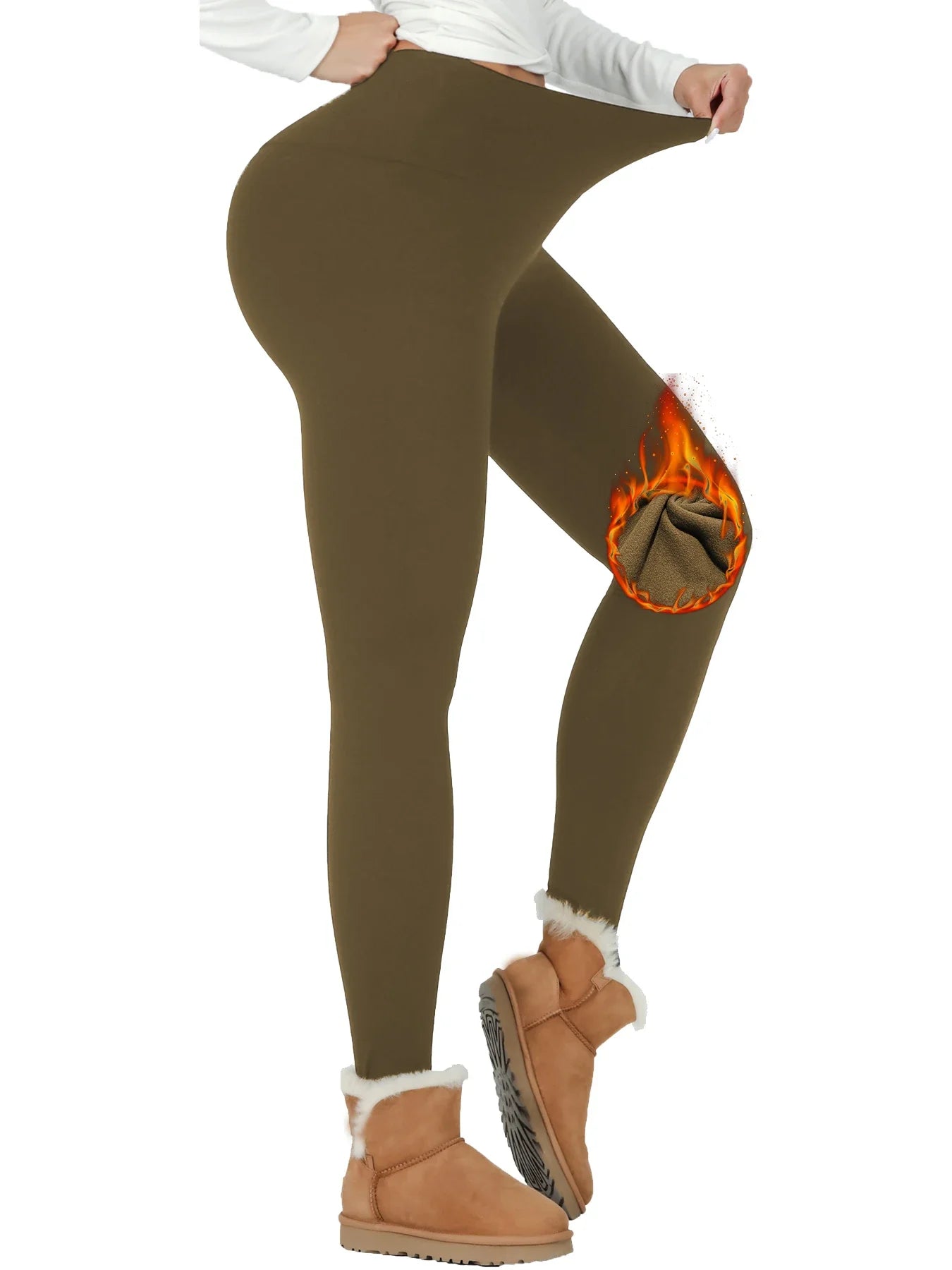 Womens Thermal Fleece Lined High Waisted Leggings.