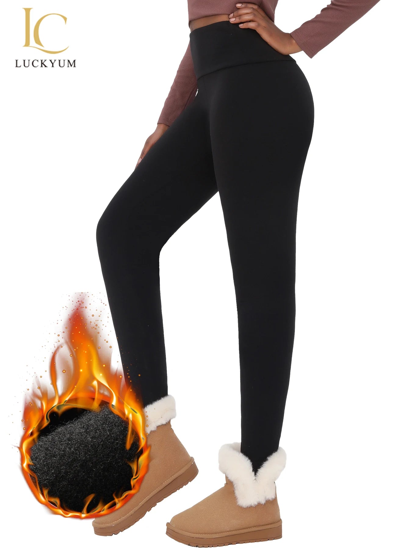 Womens Thermal Fleece Lined High Waisted Leggings.