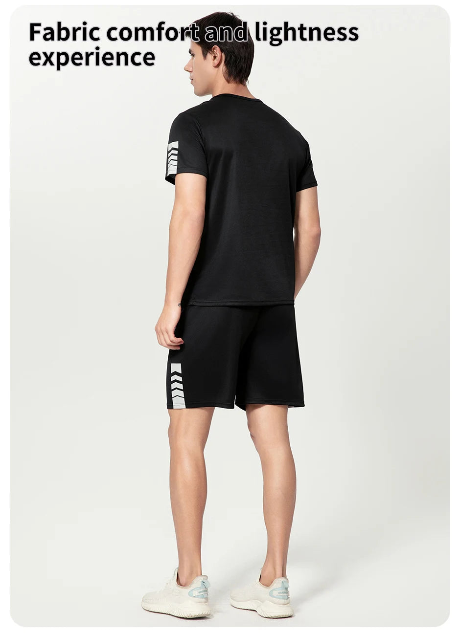 Athletnova 2-pcs Men's Quick-drying Exercise Black-and-white Suit Running Fitness