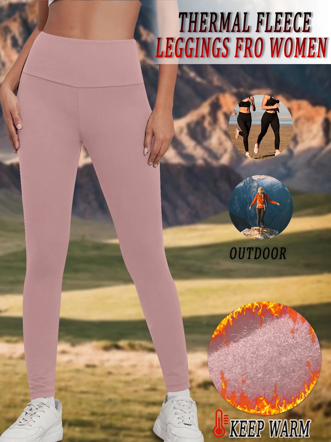 Womens Thermal Fleece Lined High Waisted Leggings.