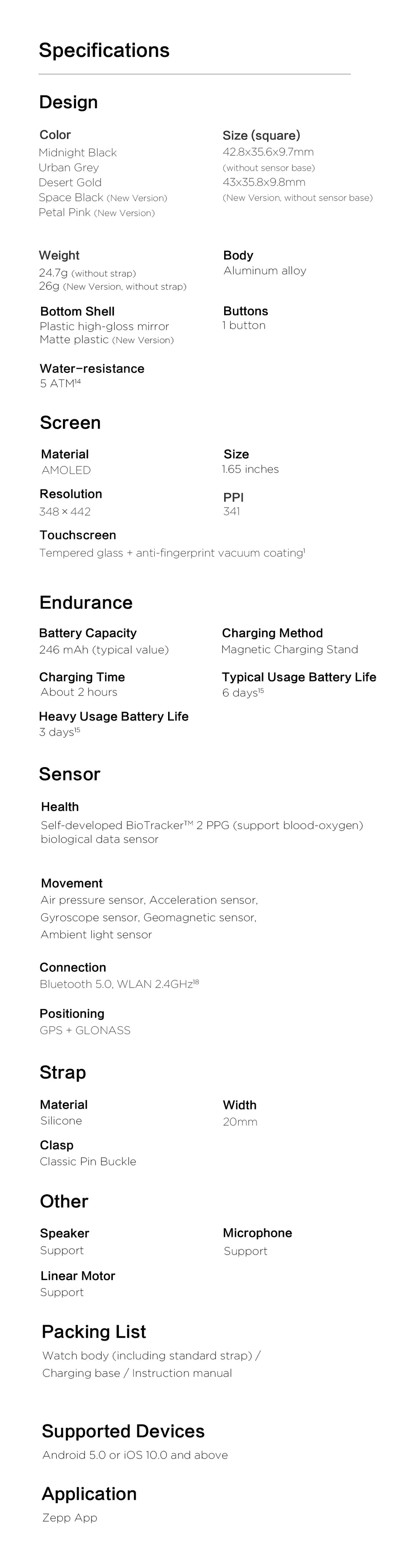 Amazfit GTS 2 Smartwatch 5ATM Waterproof All-round Health and Fitness Tracking