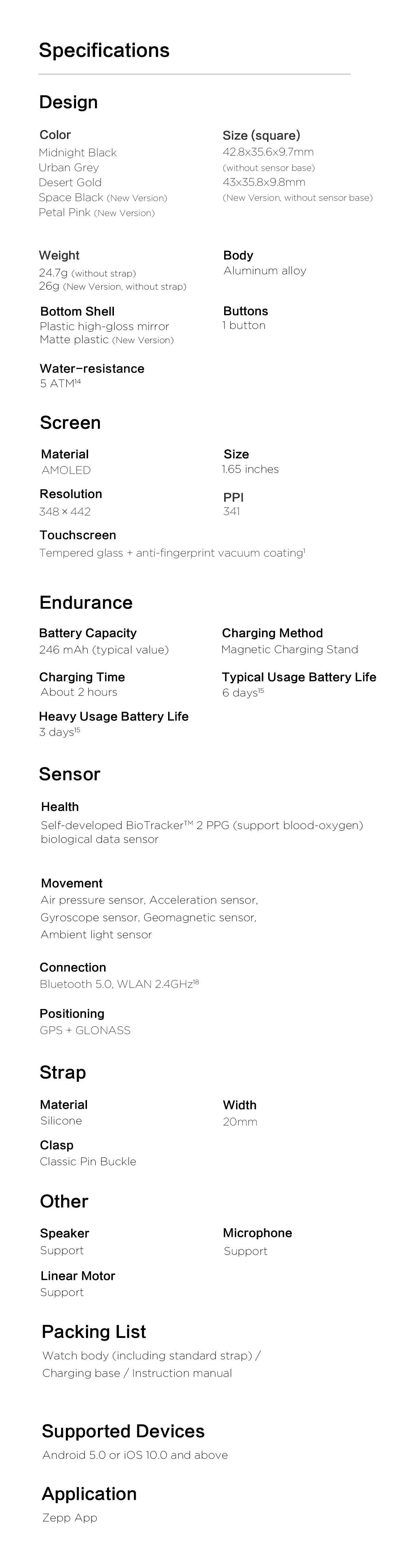 Amazfit GTS 2 Smartwatch 5ATM Waterproof All-round Health and Fitness Tracking