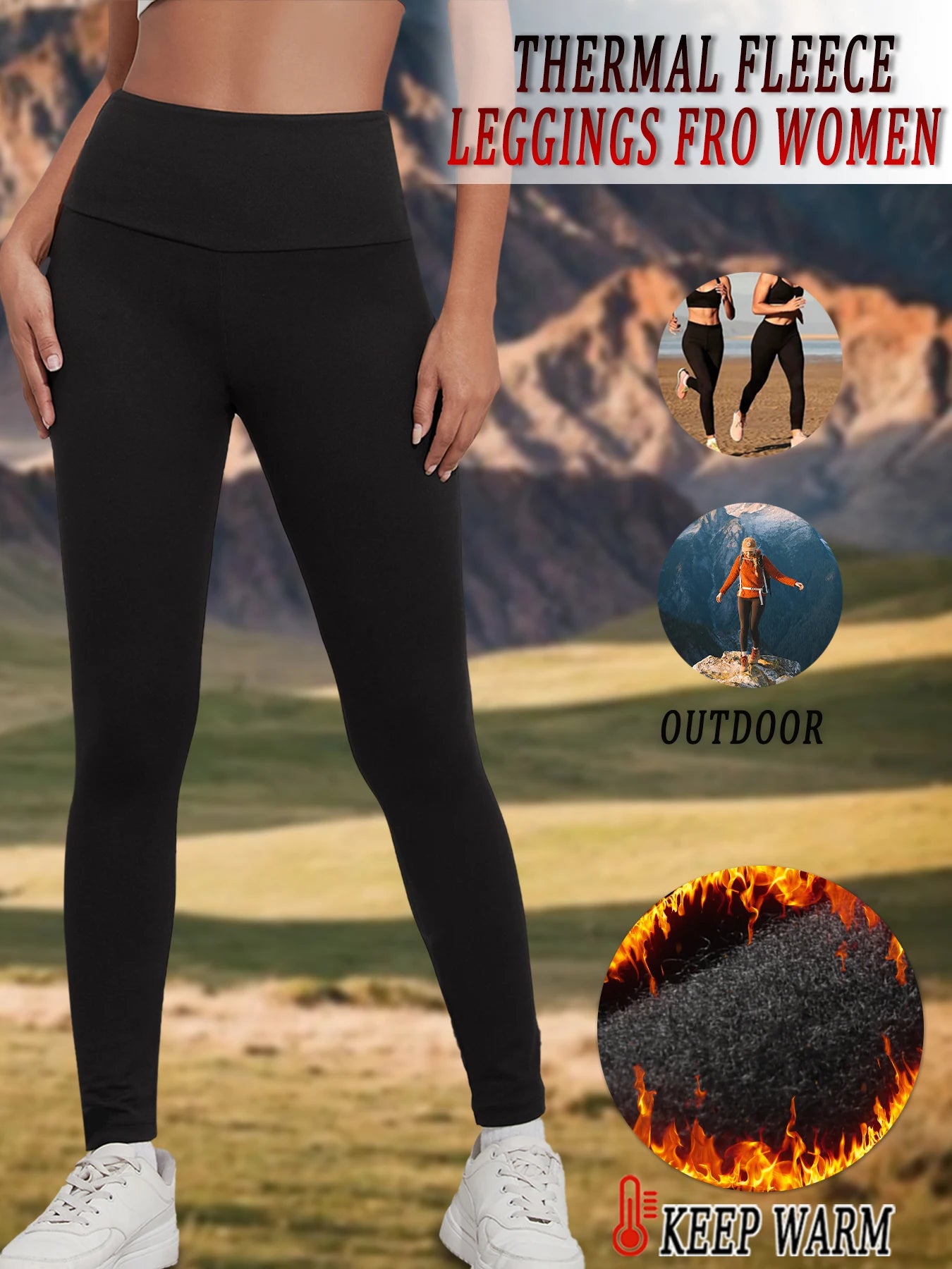 Womens Thermal Fleece Lined High Waisted Leggings.