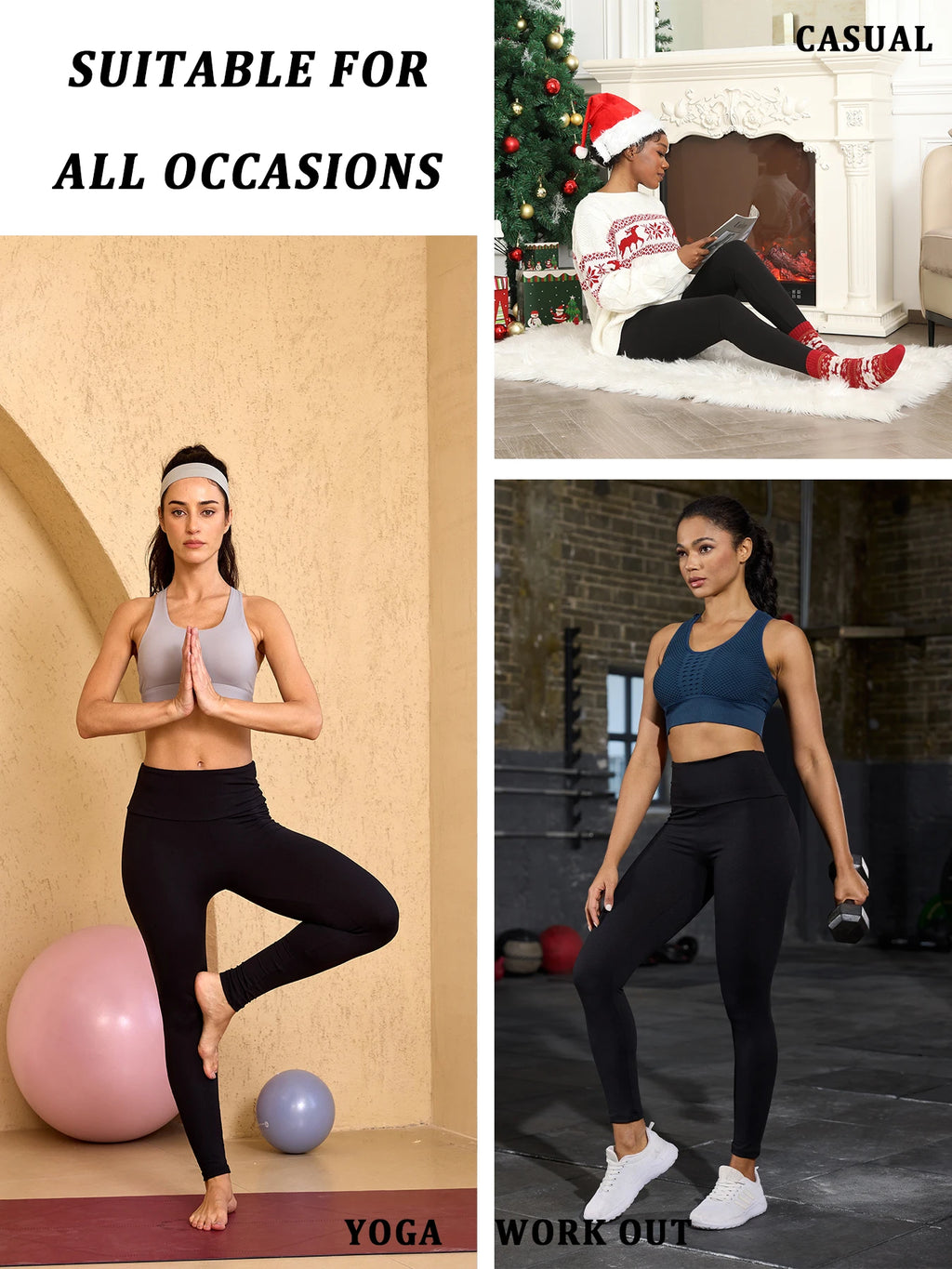 Womens Thermal Fleece Lined High Waisted Leggings.