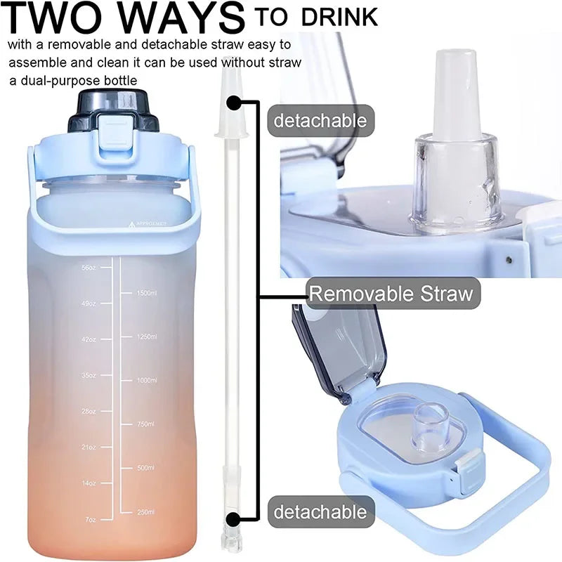 2 Liter Large Capacity Sports Water Bottle Leak proof.