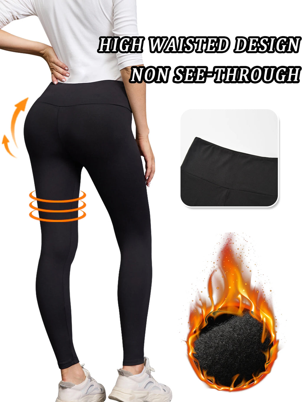 Womens Thermal Fleece Lined High Waisted Leggings.