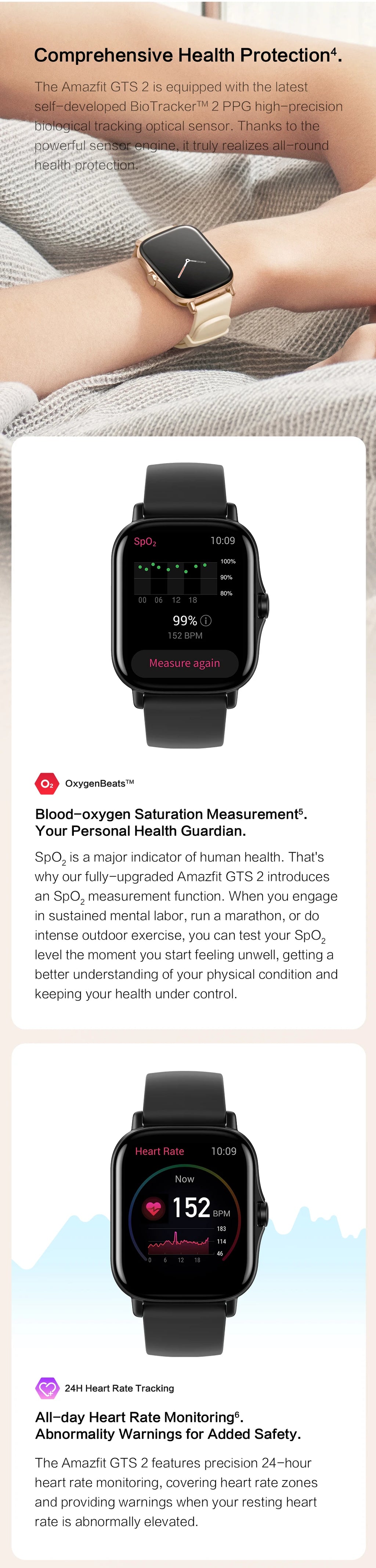 Amazfit GTS 2 Smartwatch 5ATM Waterproof All-round Health and Fitness Tracking