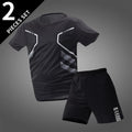 Athletnova 2-pcs Men's Quick-drying Exercise Black-and-white Suit Running Fitness