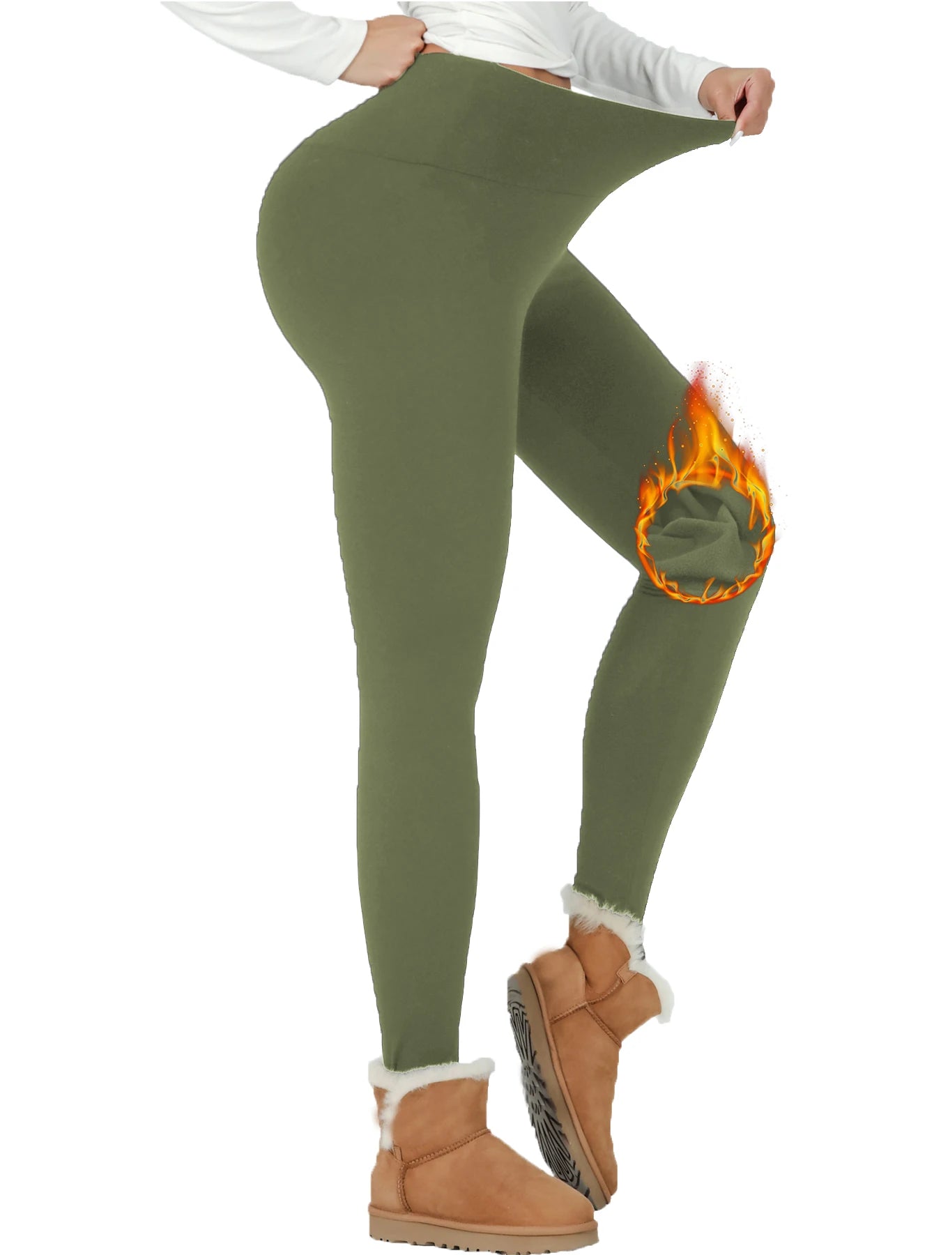 Womens Thermal Fleece Lined High Waisted Leggings.