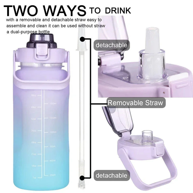 2 Liter Large Capacity Sports Water Bottle Leak proof.